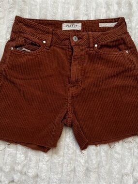 PacSun Women's Corduroy High-Rise Shorts in Rust Brown